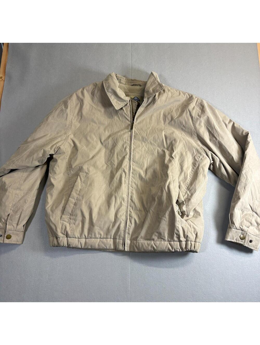 Shaver Lake Jacket Mens XL Beige Fleece Lined Full Zip Casual Coat Outerwear
